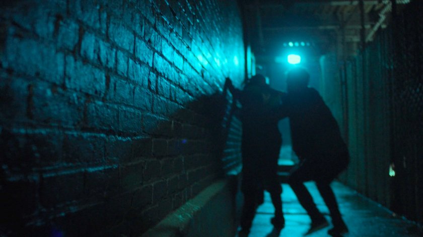 Luke and Danny fight in the alley behind the Tsukamoto workshop.