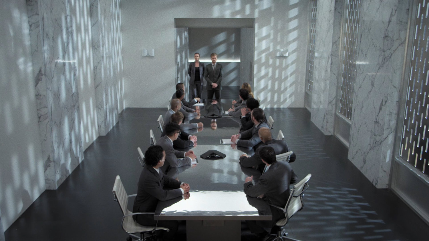 Danny in the boardroom of Midland Circle Financial skyscraper.
