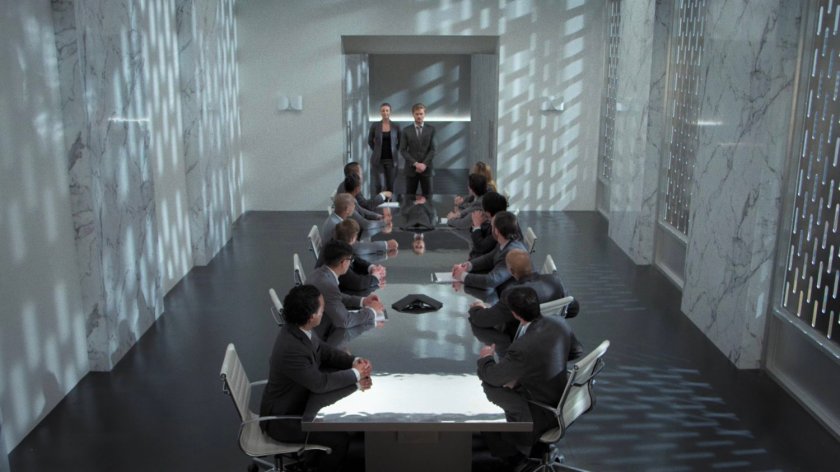 Danny in the boardroom of Midland Circle Financial skyscraper.