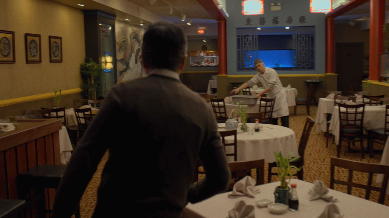 Staff inside the Royal Dragon Chinese Restaurant.