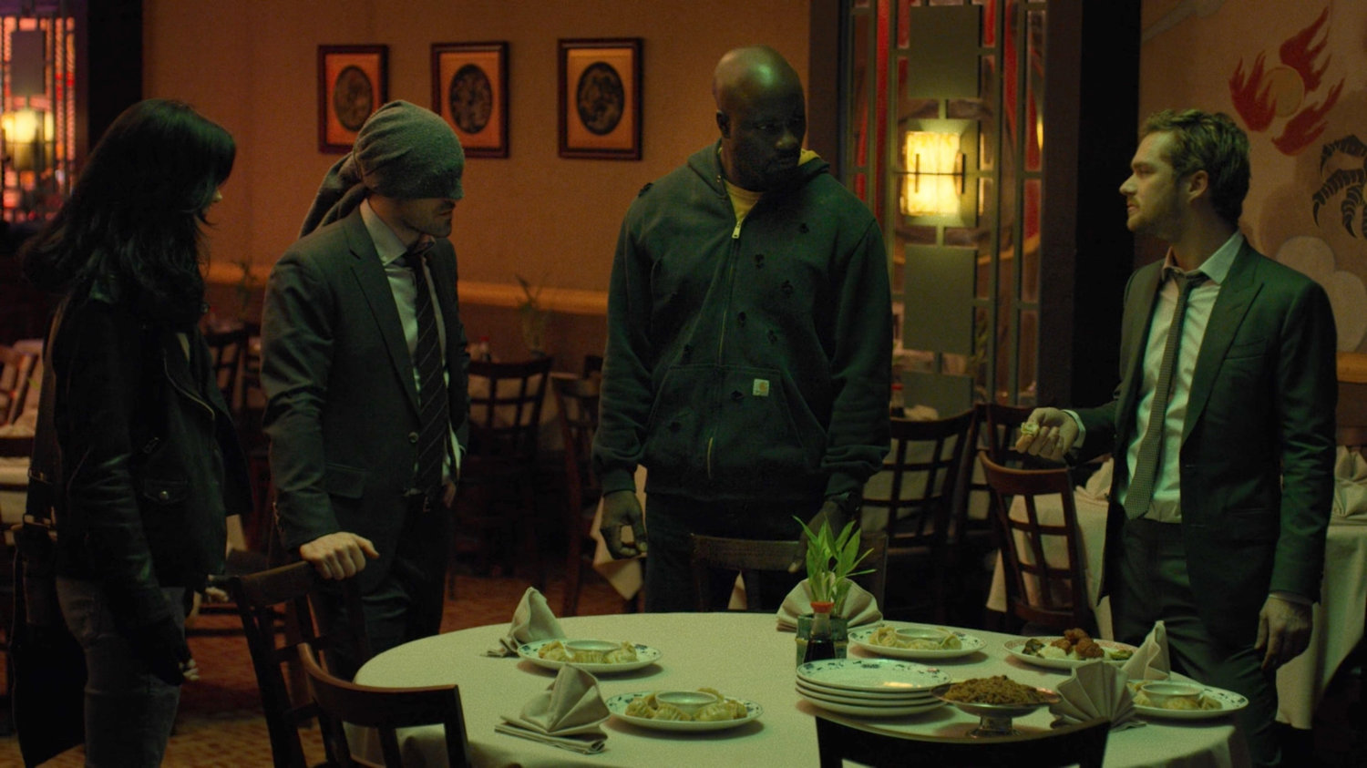 Jessica, Matt, Luke, and Danny inside the Royal Dragon Chinese Restaurant.