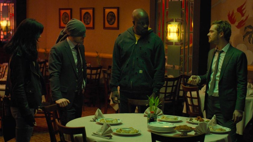 Jessica, Matt, Luke, and Danny inside the Royal Dragon Chinese Restaurant.