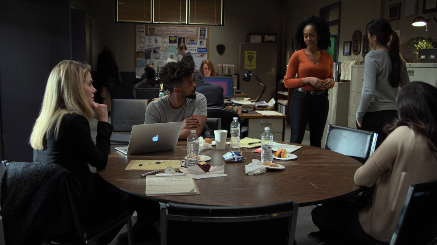 Trish, Malcolm, Misty, Claire, and Colleen in the 29th Precinct offices.