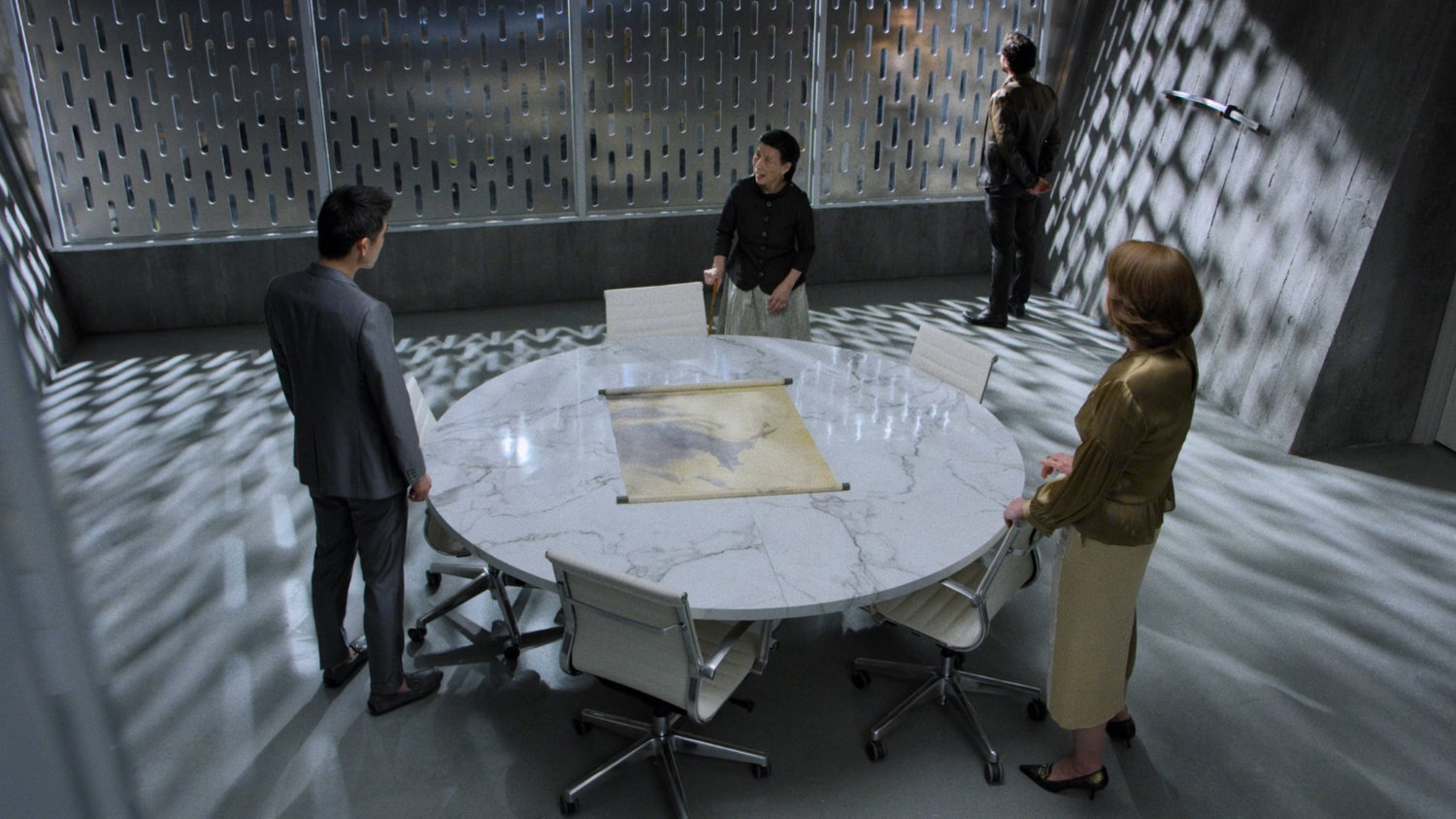 Murakami, Alexandra, Madame Gao, and Bakuto in the Hand Compound.