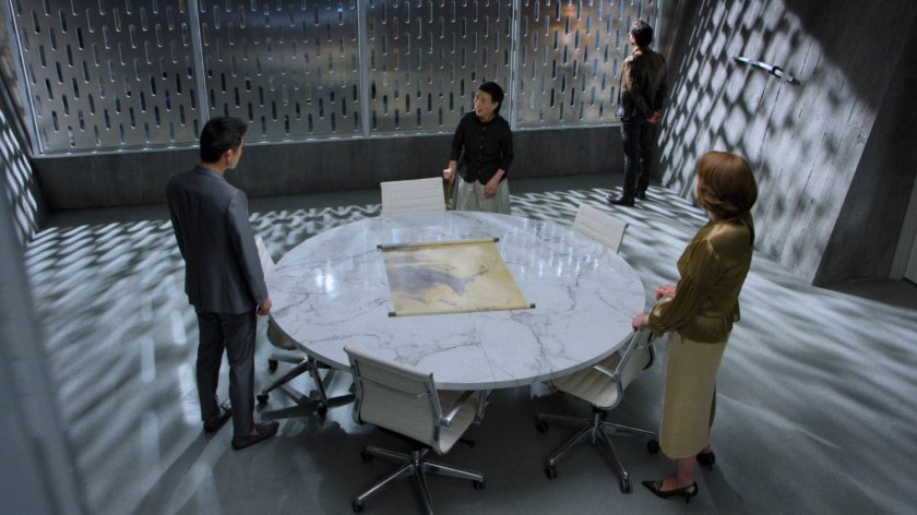 Murakami, Alexandra, Madame Gao, and Bakuto in the Hand Compound.