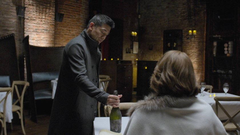 Murakami and Alexandra at a restaurant.