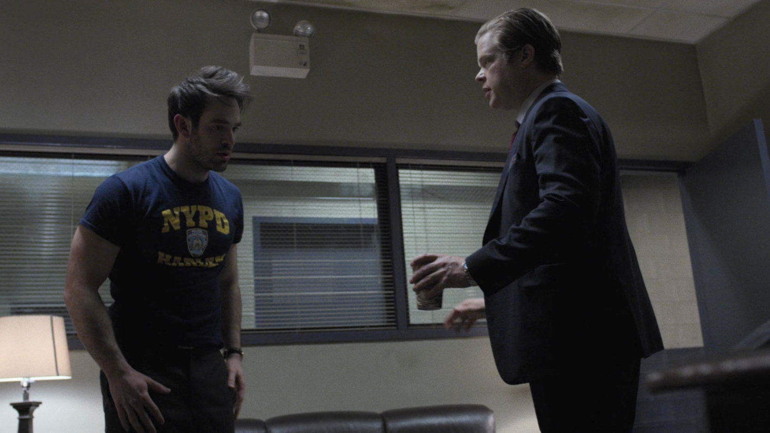 Matt and Foggy in an office at the 29th Precinct.