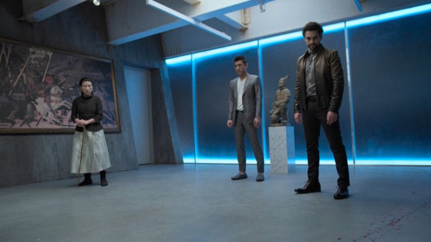 Madame Gao, Murakami, and Bakuto in the Hand Compound.