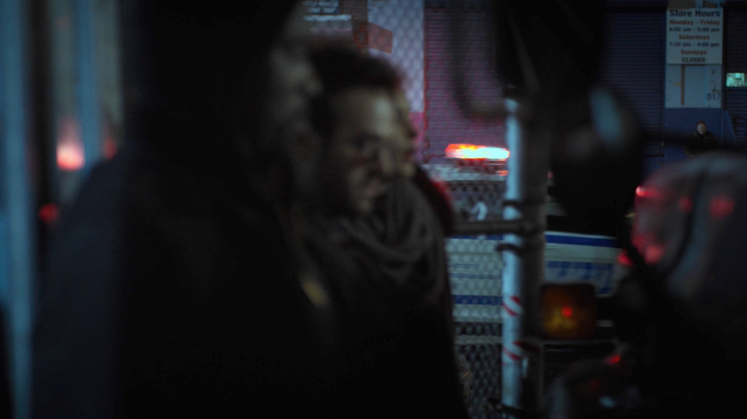 Luke, Matt and Jessica duck into an alley near the 29th Precinct.