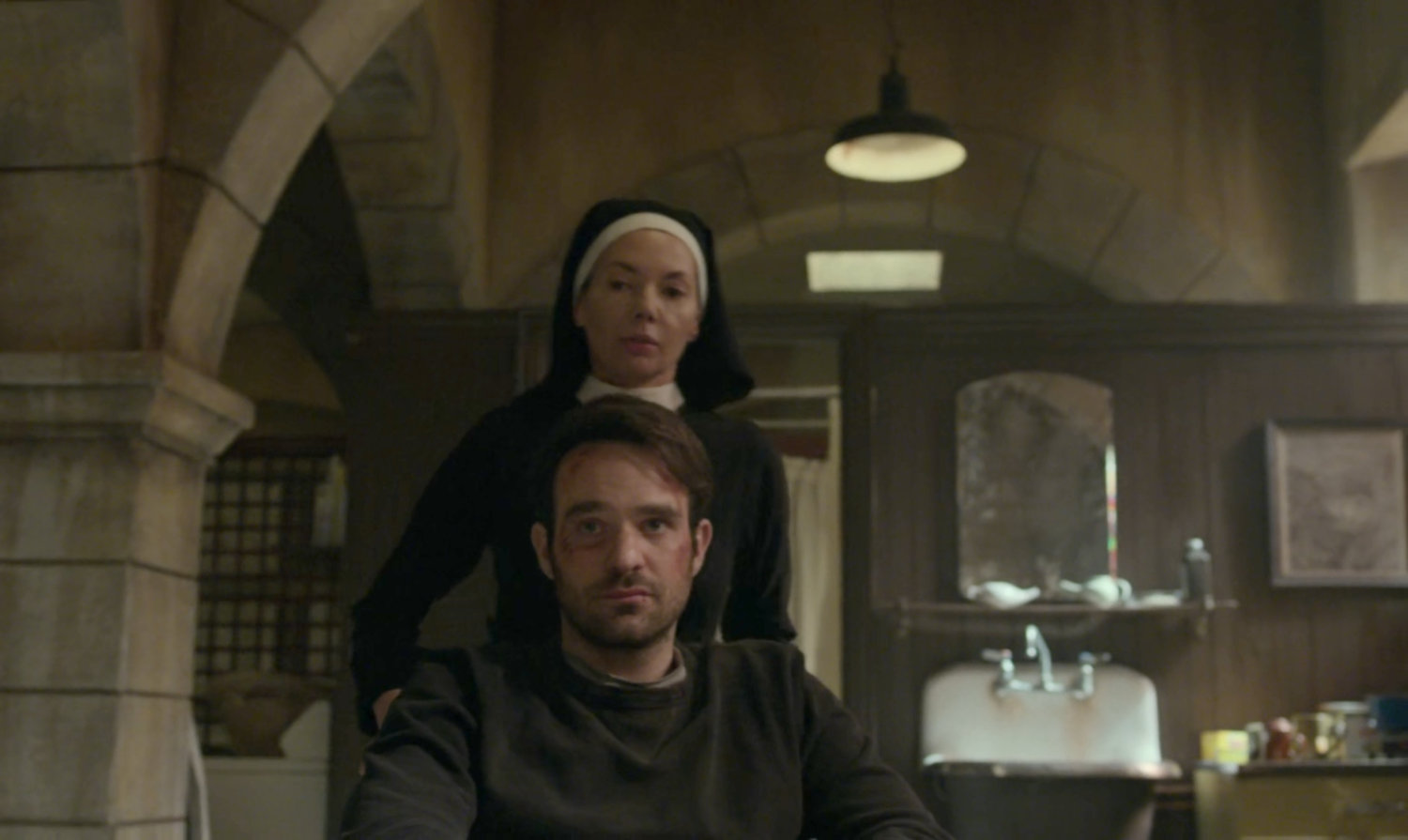 Maggie and Matt in the church basement.