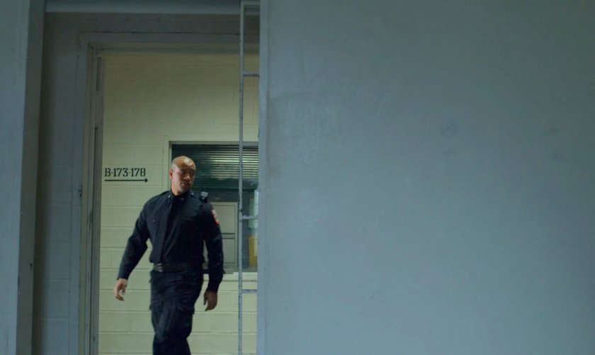 The entrance to Wilson Fisk's cell at Ryker's Island Penitentiary.