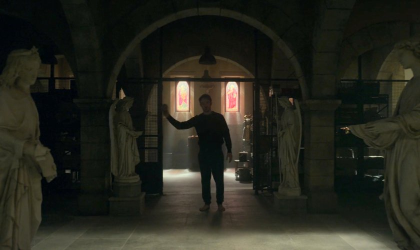 Matt checking out the church basement.