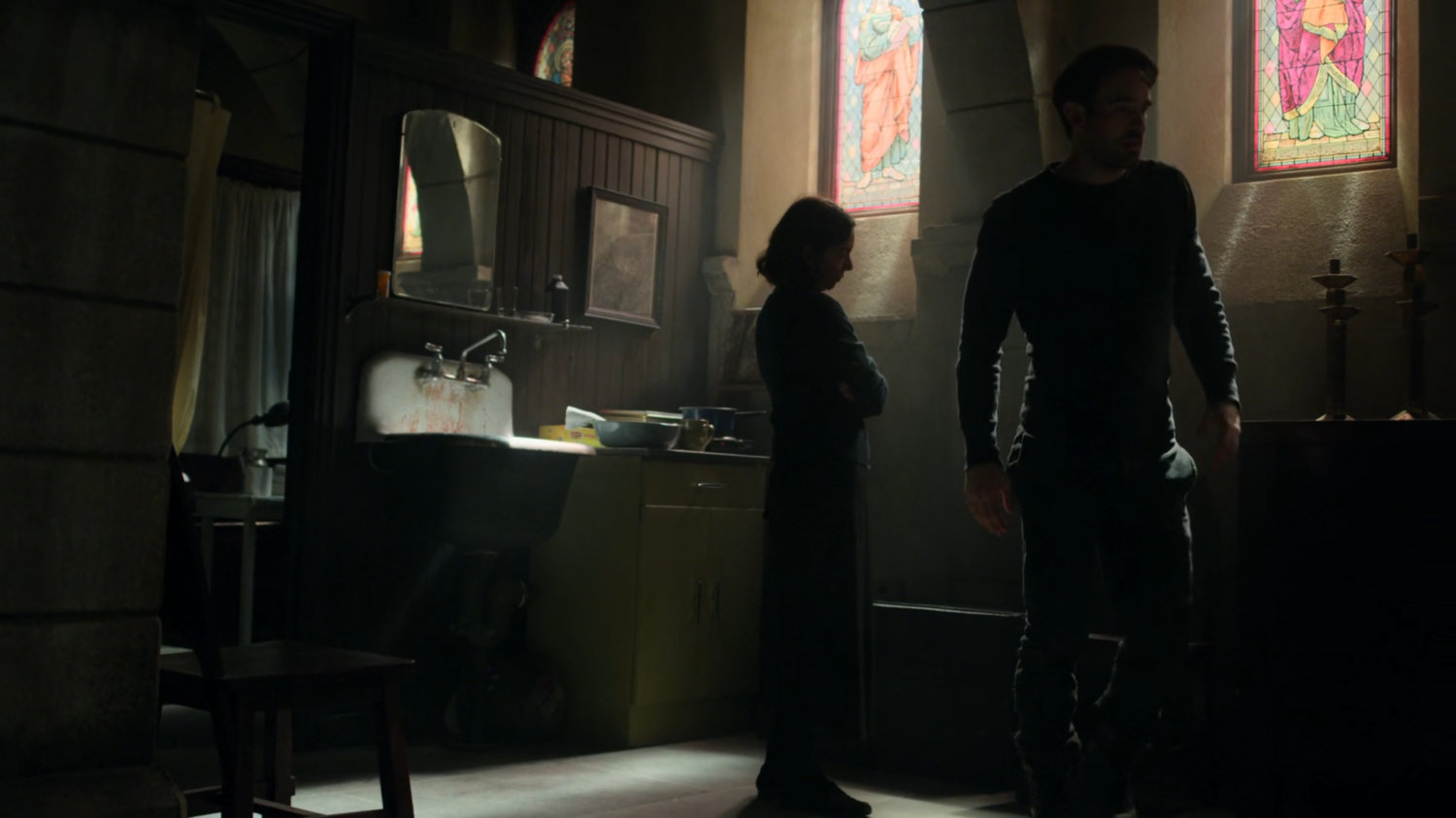 Maggie and Matt in the church basement.