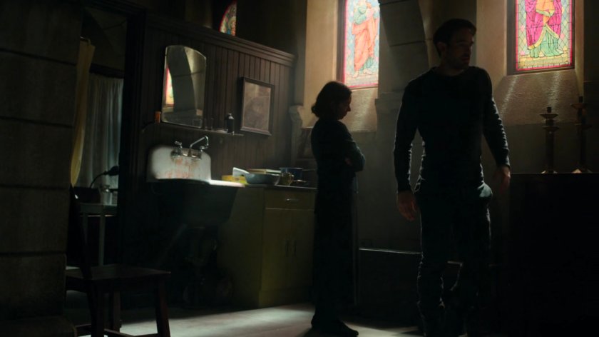 Maggie and Matt in the church basement.