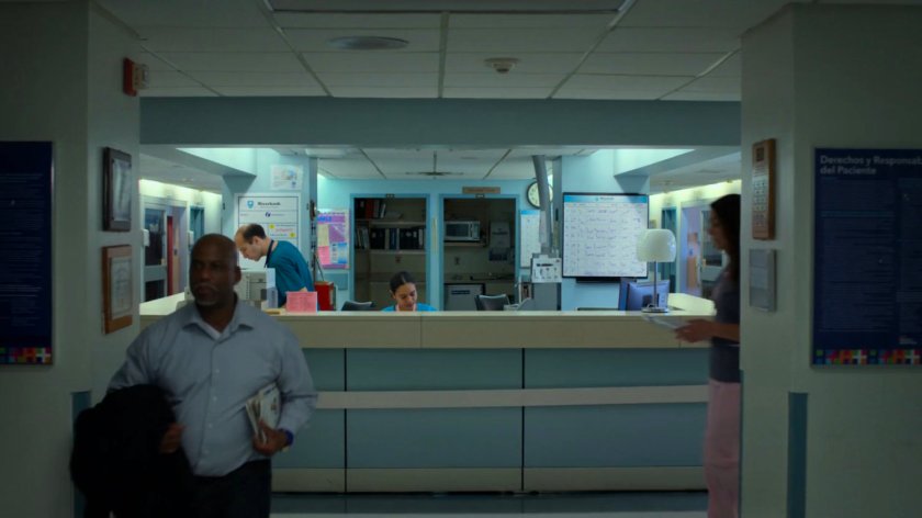 Nurses station in Riverbank Hospital.