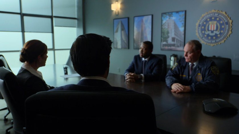 SAC Hattley and Ray Nadeem talk with police commissioner and DA Blake Tower.