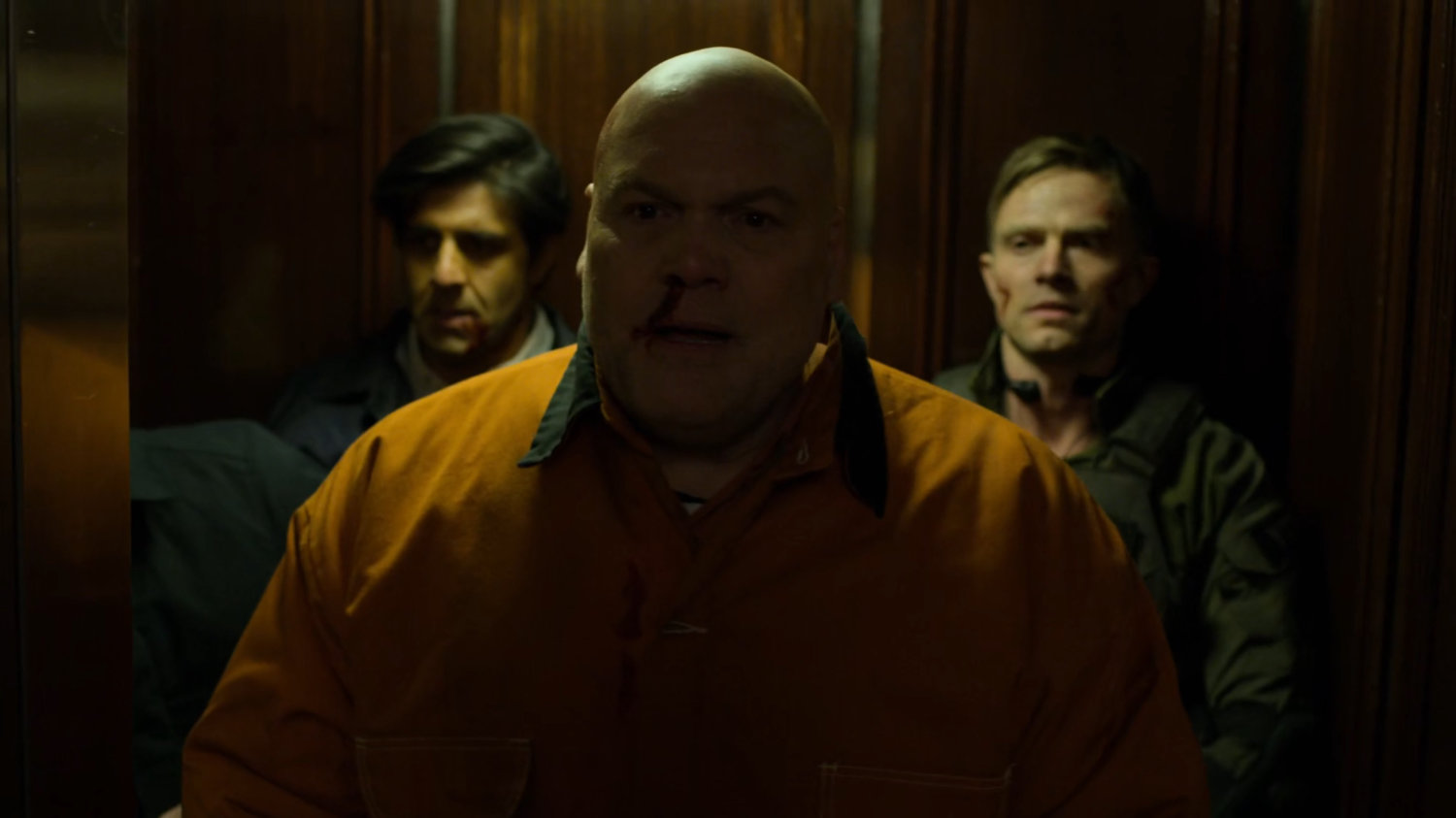 Fisk with Nadeem and Dex in the elevator of the Presidential Hotel.