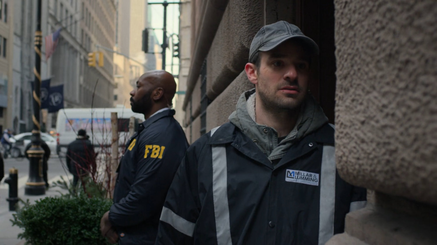 Matt enters a side door to the Presidential Hotel.