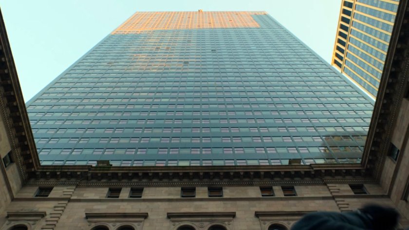 Looking up at the side of the Presidential Hotel.