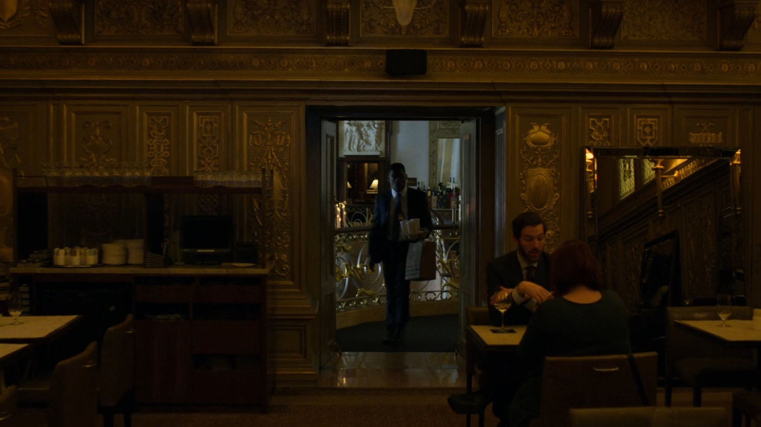 Fisk's lawyer Donovan enters the Hotel bar.