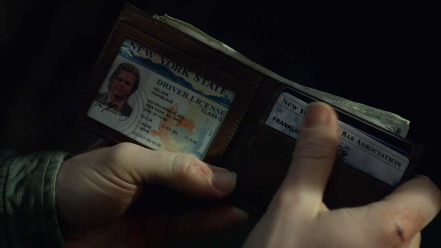 Closeup of the contents of Foggy's wallet.
