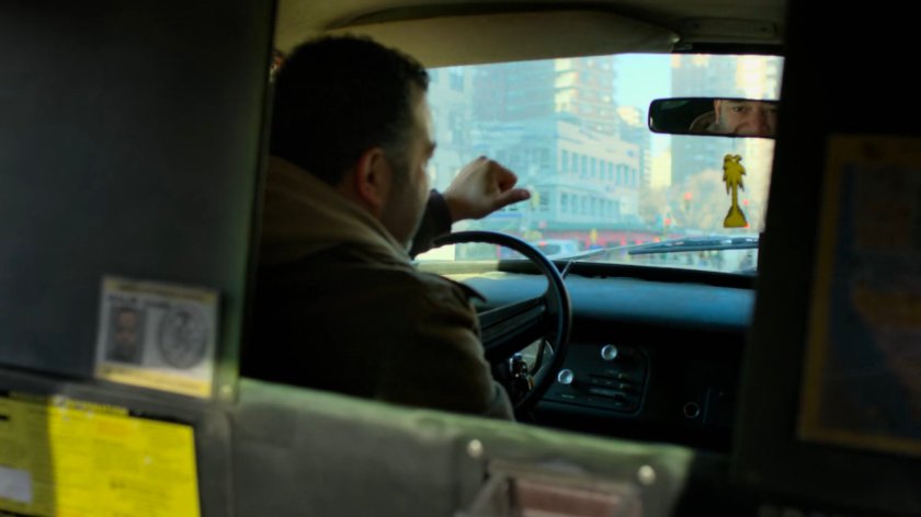 Taxi driver asking Matt where he wants to go.