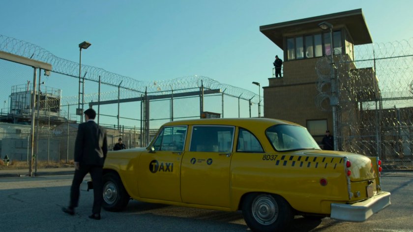Matt exiting a cab at penitentiary.
