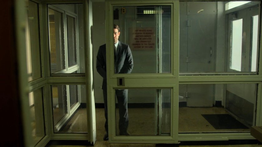 Matt inside penitentiary security gate.