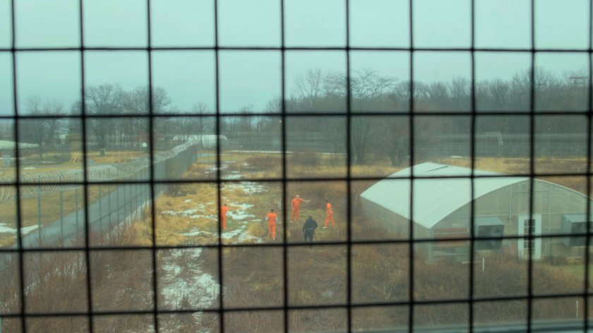 View from penitentiary window in visitor room.
