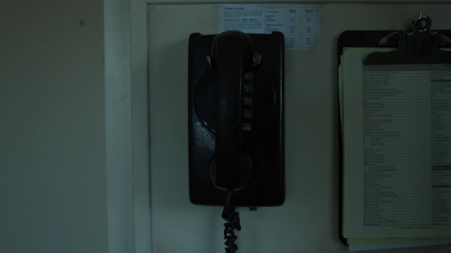 Closeup of phone in the medical room of the penitentiary.