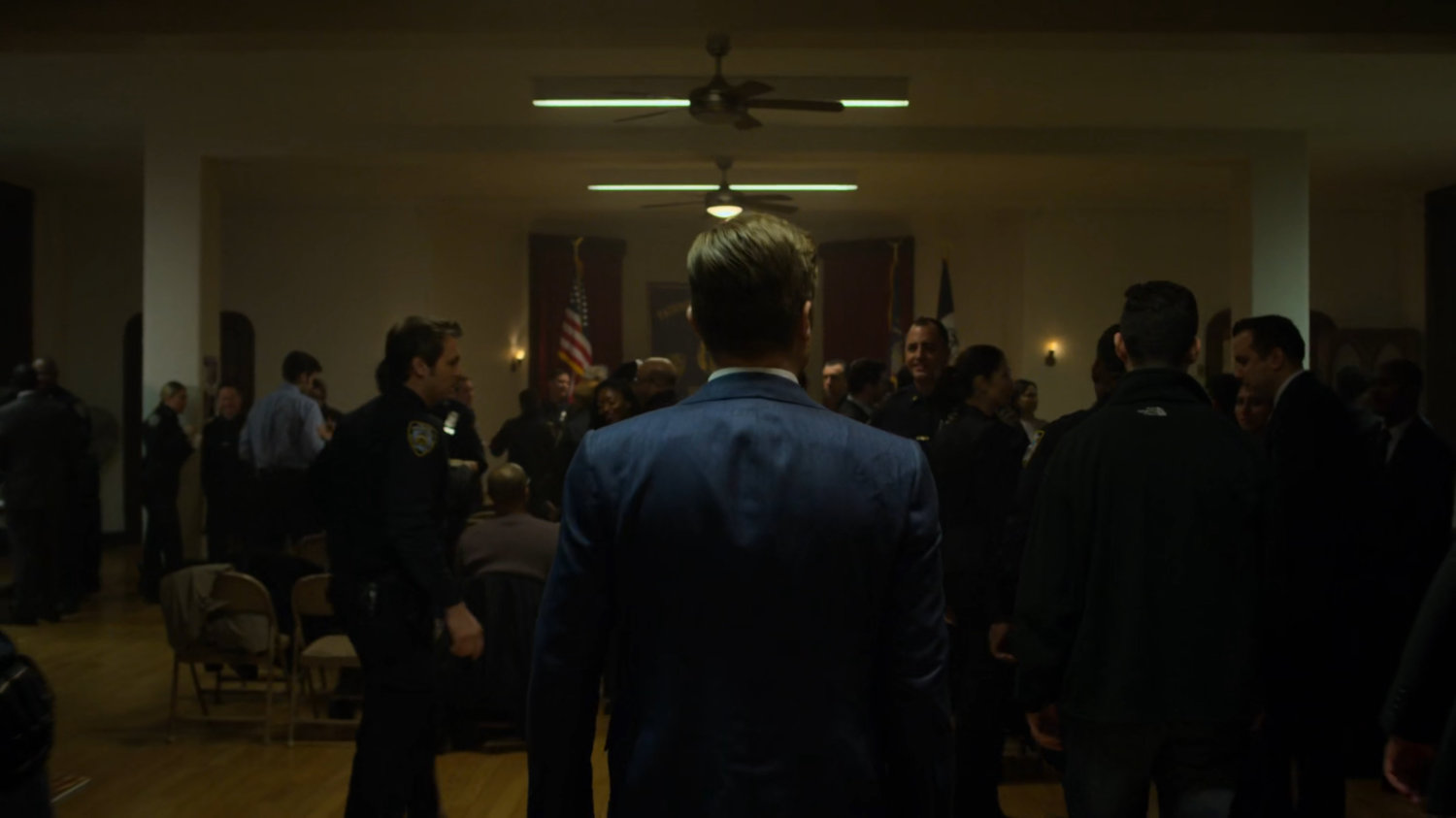 Foggy enters the police union meeting.