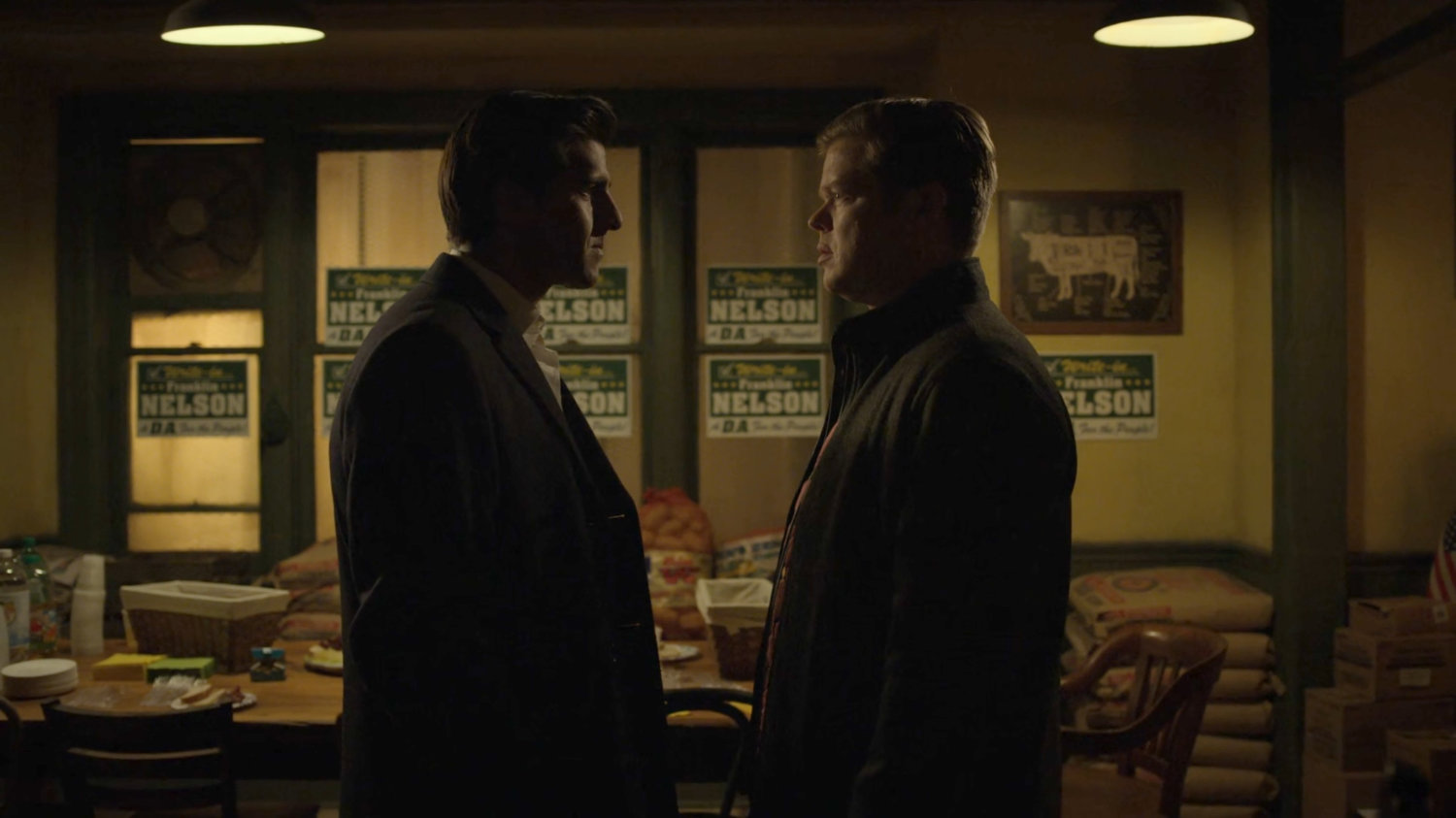 Agent Nadeem and Foggy inside Nelson's Meats.