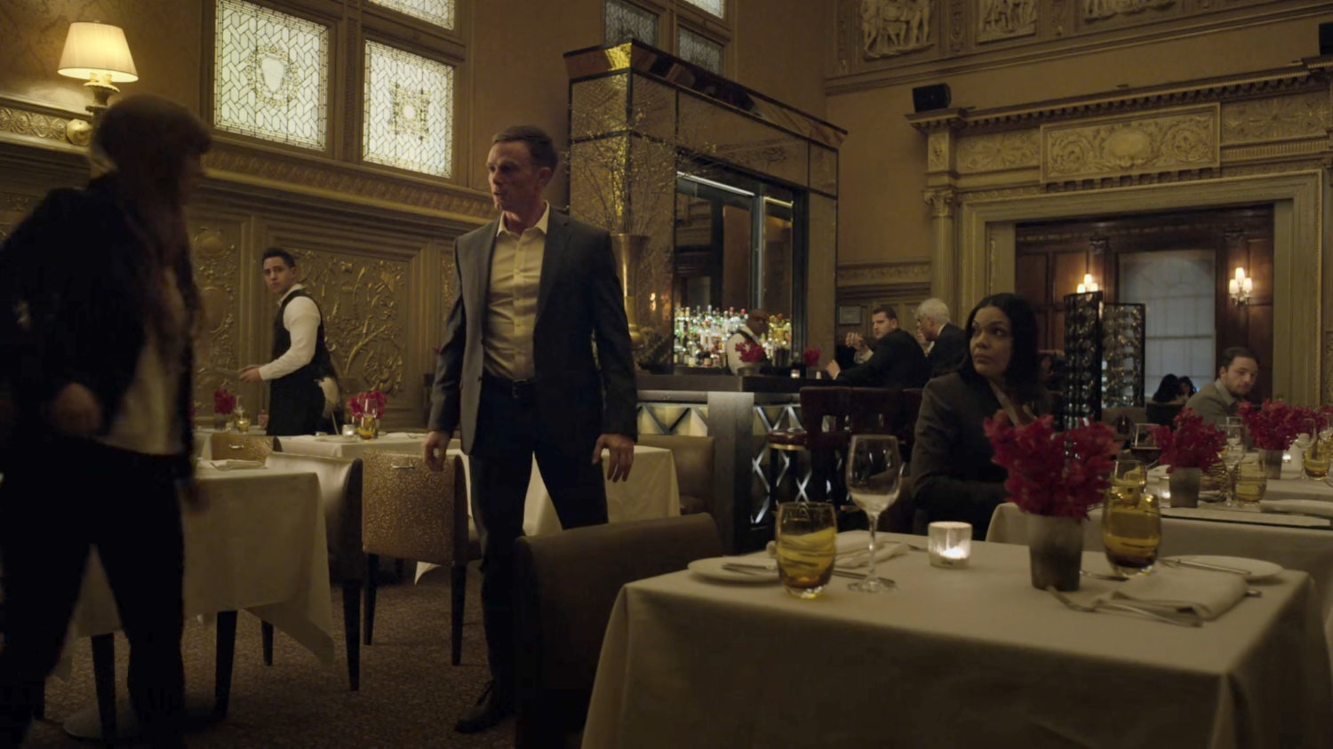Julie leaving Dex after dinner at the bar of the Presidential Hotel.