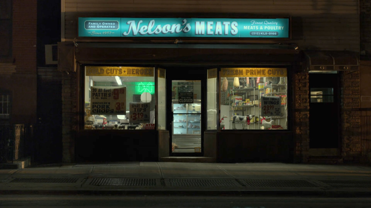 Exterior of Nelson's Meats.