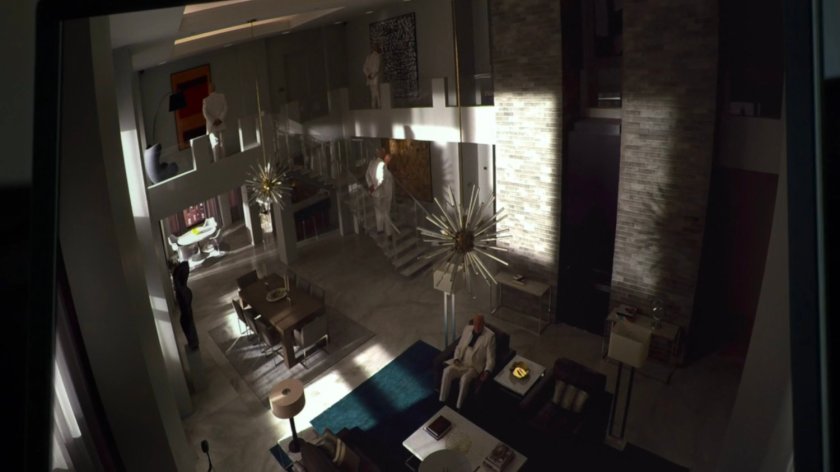 Video feed of living room in penthouse in Presidential Hotel.