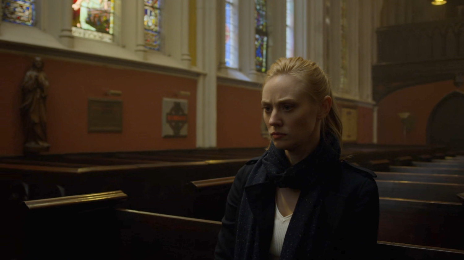 Karen sitting in Matt's church.