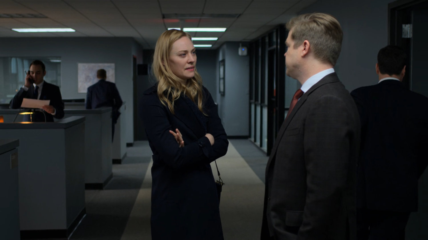 Karen and Foggy in the FBI Offices.