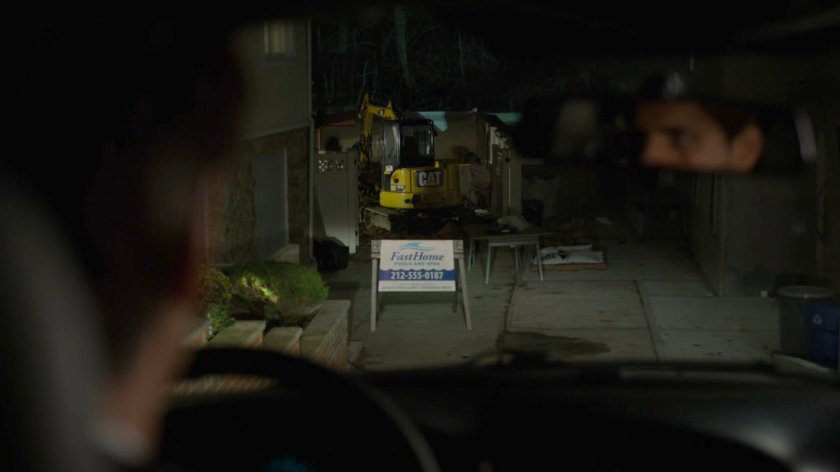 View of construction sign and equipment in Ray Nadeem's driveway.