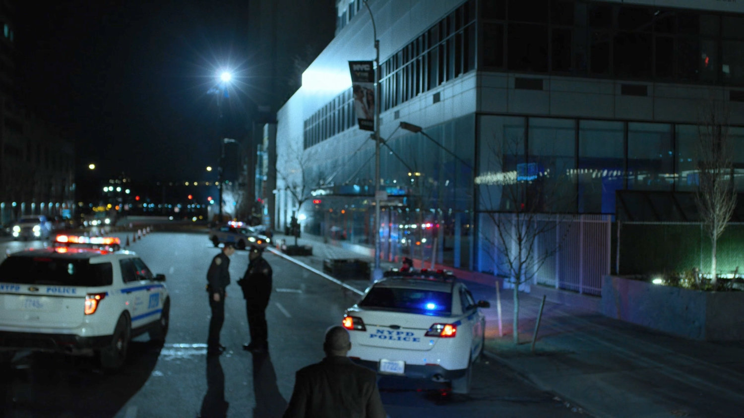 The police gather outside Midland Circle.