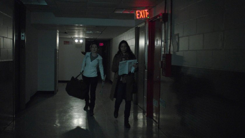 Colleen and Claire in a hallway inside Midland Circle.