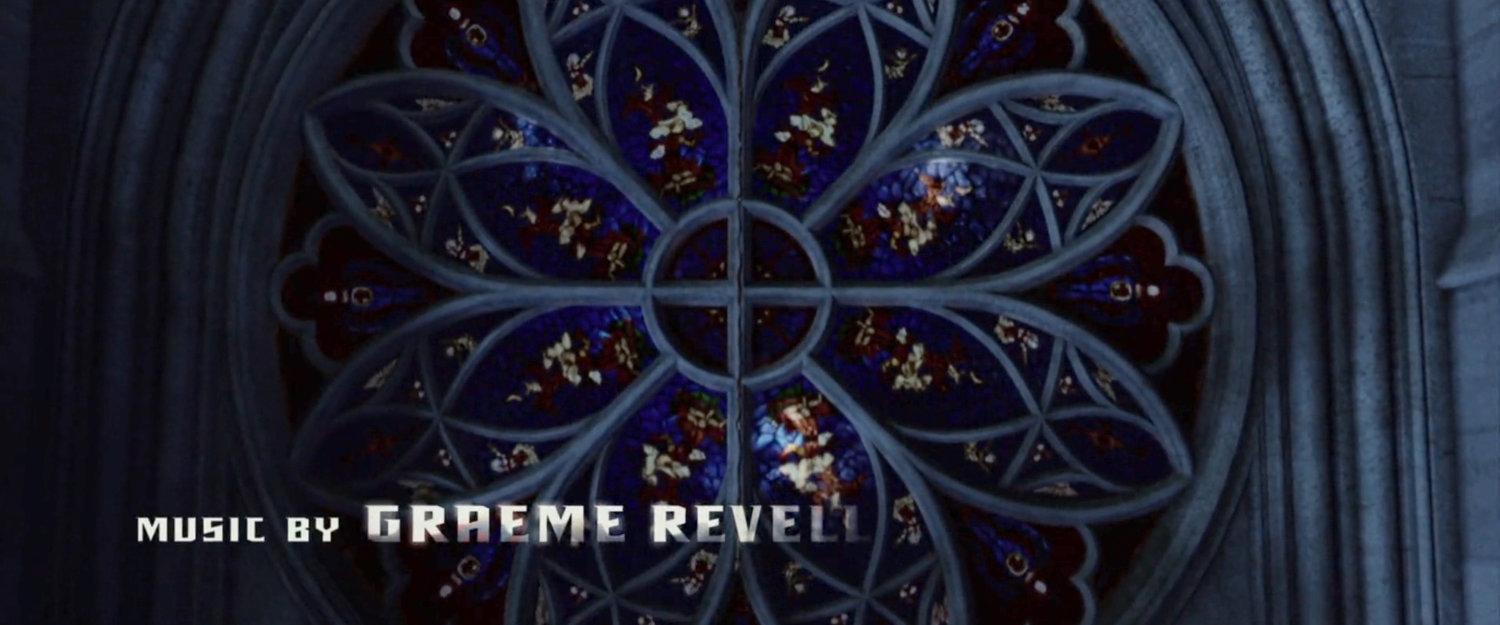 Stained glass window outside the Church of the Holy Innocents.