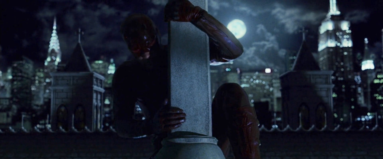 Daredevil on a cross at the top of the Church of the Holy Innocents.
