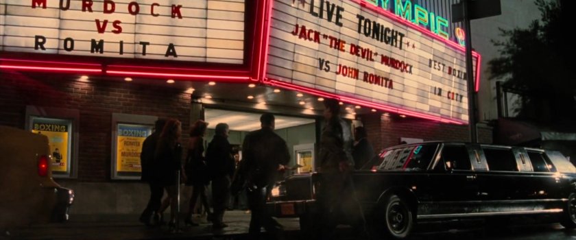 Marquee at Olympic Auditorium advertising fight with Jack "The Devil" Murdock vs John Romita.