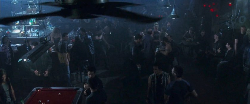 High angle view of patrons at Josie's bar.