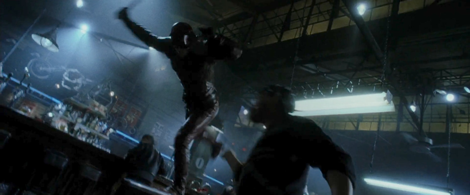 Daredevil fighting man in Josie's bar.