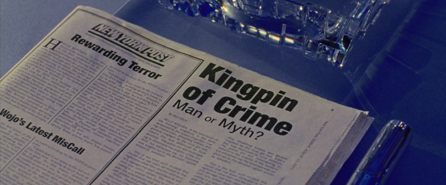 Newspaper headline on Kingpin of Crime.
