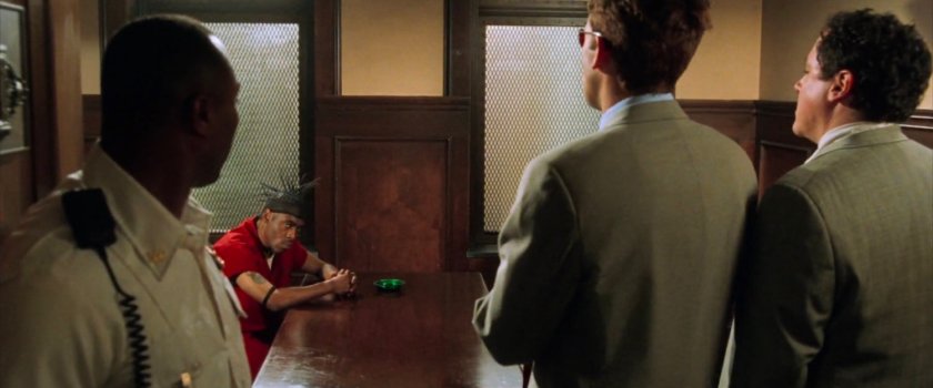 Foggy and Matt in a courthouse visitor room with Dante Jackson.