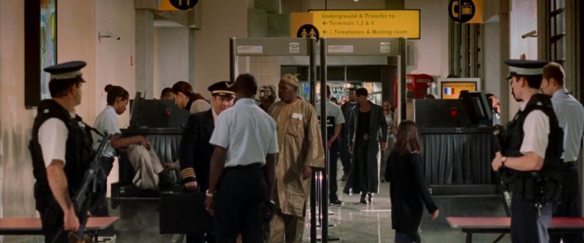 Bullseye approaching security checkpoint at airport .