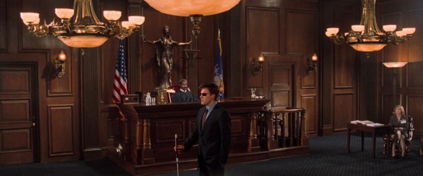 Matt speaking to the jury in the courtroom.