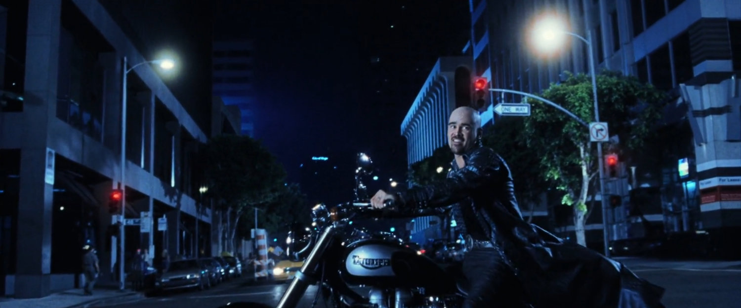 Bullseye on a motorcycle in an intersection.